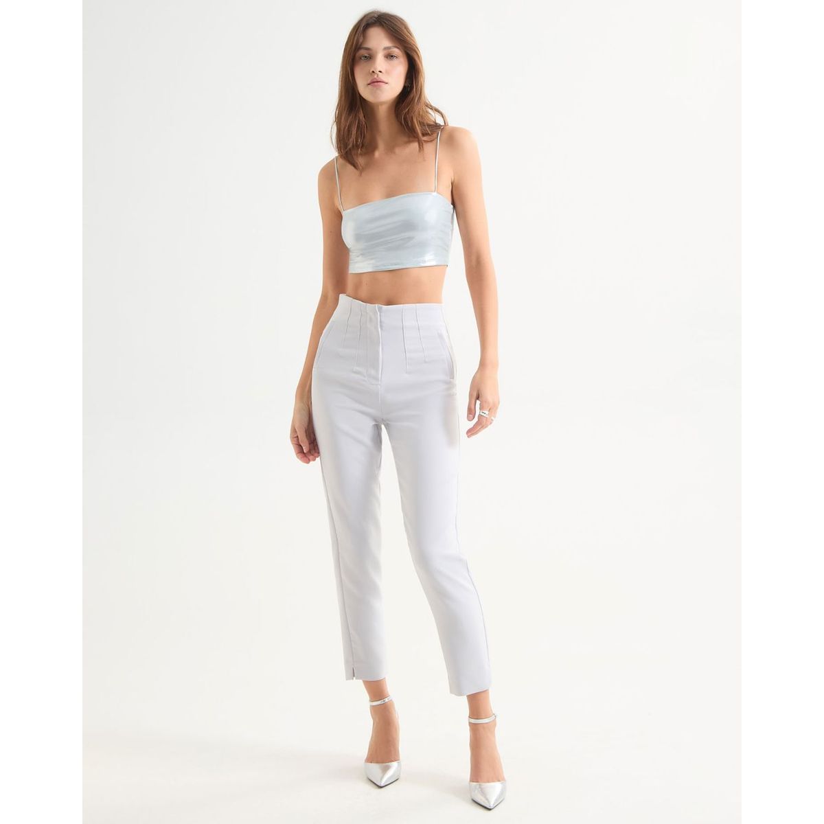 SEVEN SEVEN - Pantalón Casual Con Prenses  Para Mujer Gris Seven Seven