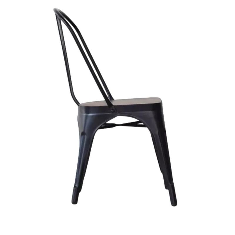 GENERICO - SILLA METALICA TOLIX ASIENTO EN MADERA Base Negra