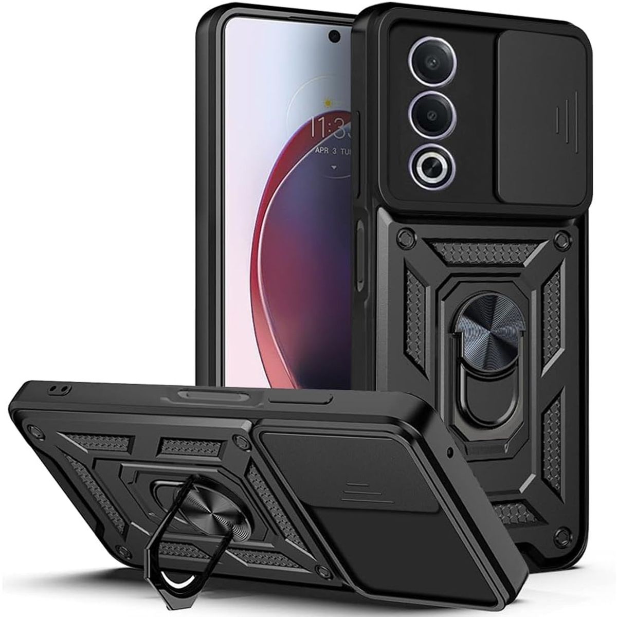 GENERICO - Forro Funda Case Protector Cámara Slider Compatible Oppo A80 5G Negro