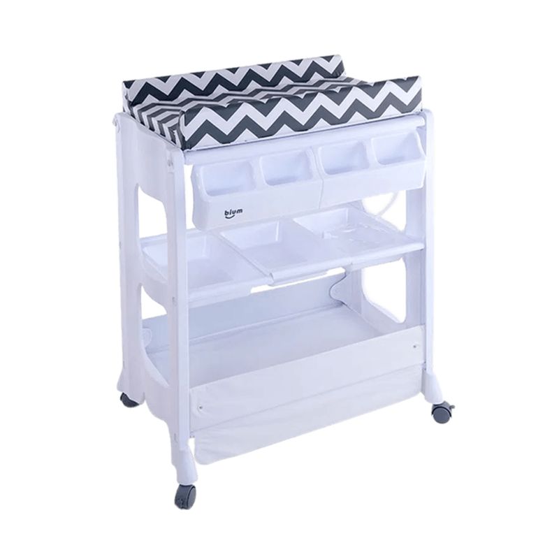 BIUM - Bañera Y Cambiador Bebe Deluxe 2 En 1 Bium Blanco - Negro