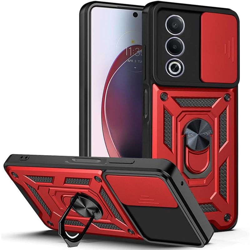 GENERICO - Forro Funda Case Protector Cámara Slider Compatible Oppo A80 5G Rojo