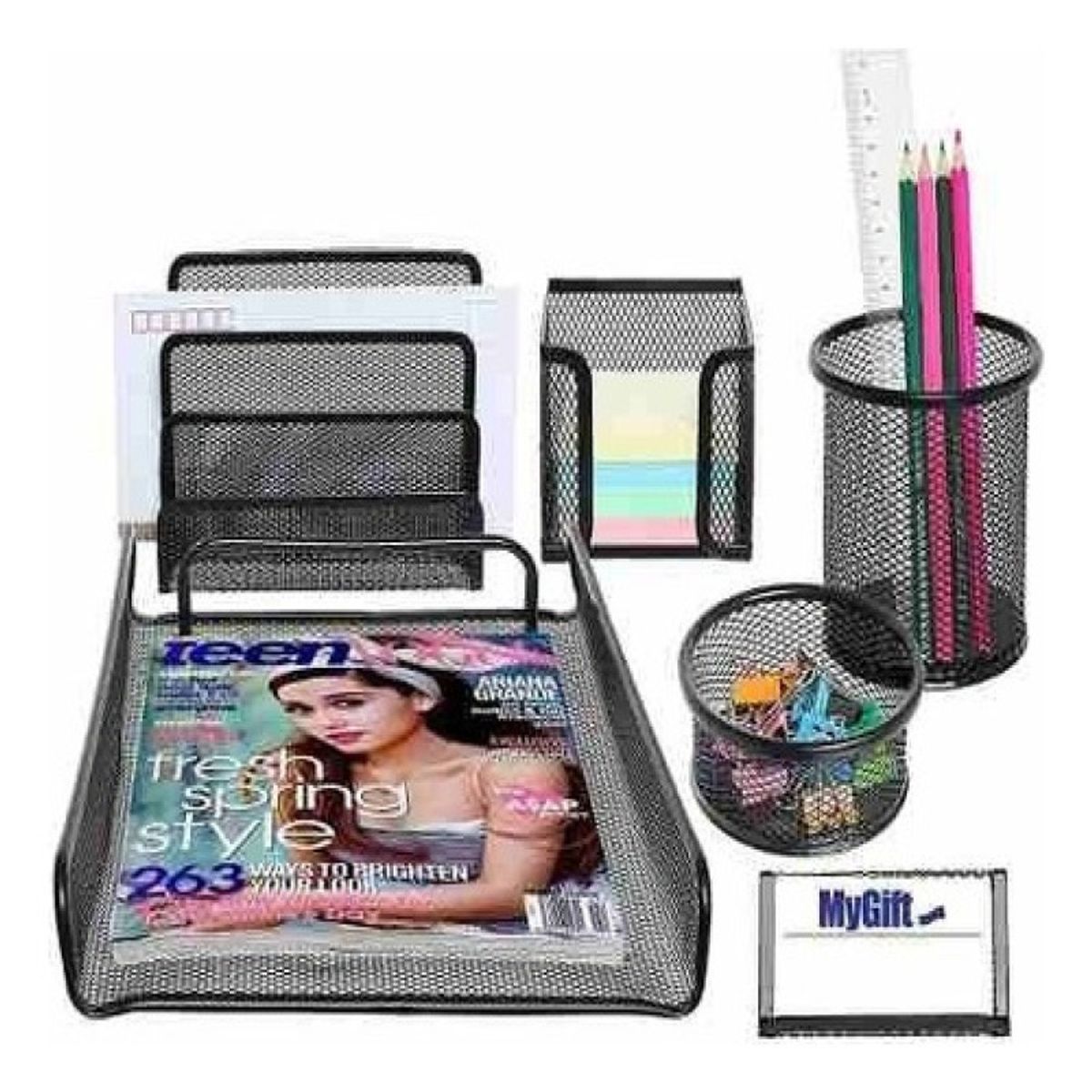 OFFICE - Set Oficina X 6 Organizador Malla Escritorio Office Mesh