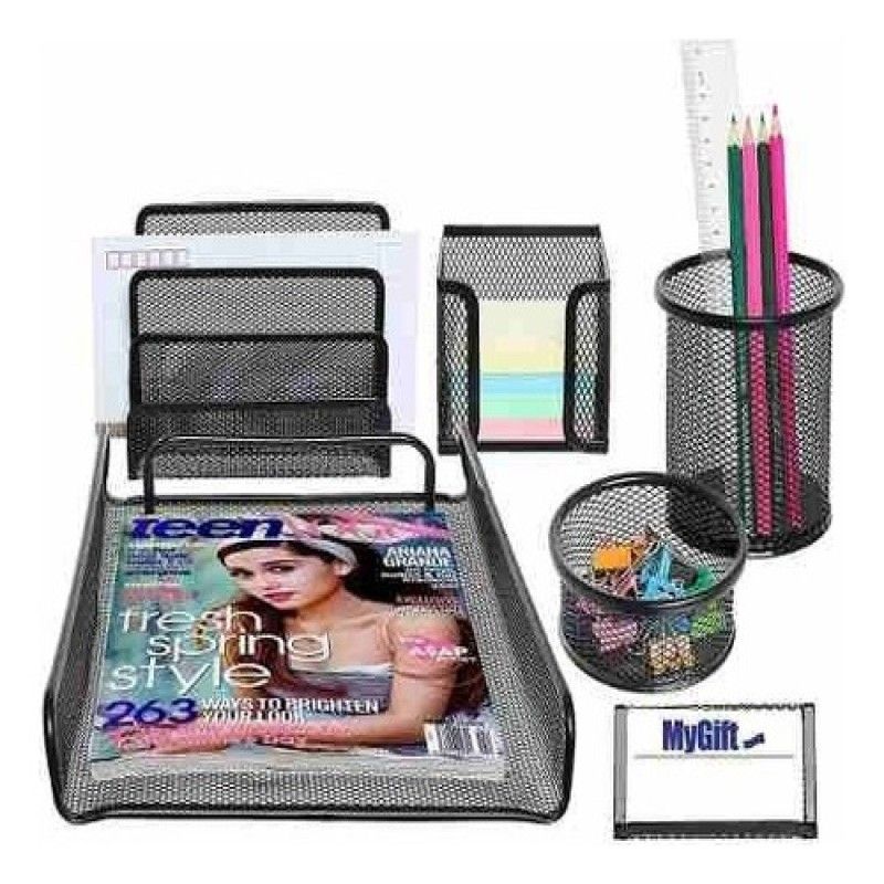 OFFICE - Set Oficina X 6 Organizador Malla Escritorio Office Mesh