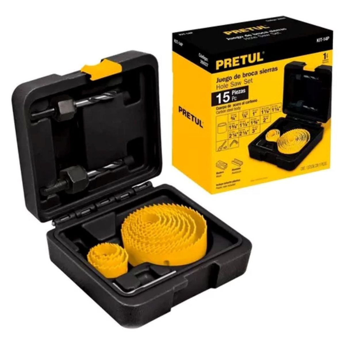 PRETUL - Juego De Copas Sierra 15 Piezas Madera - Aluminio PRETUL