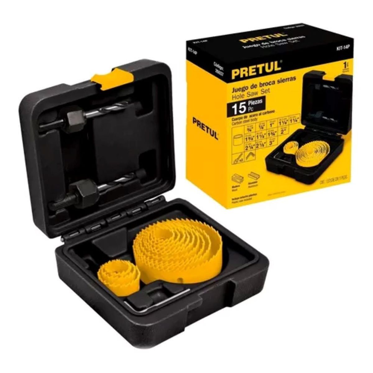 PRETUL - Juego De Copas Sierra 15 Piezas Madera - Aluminio PRETUL