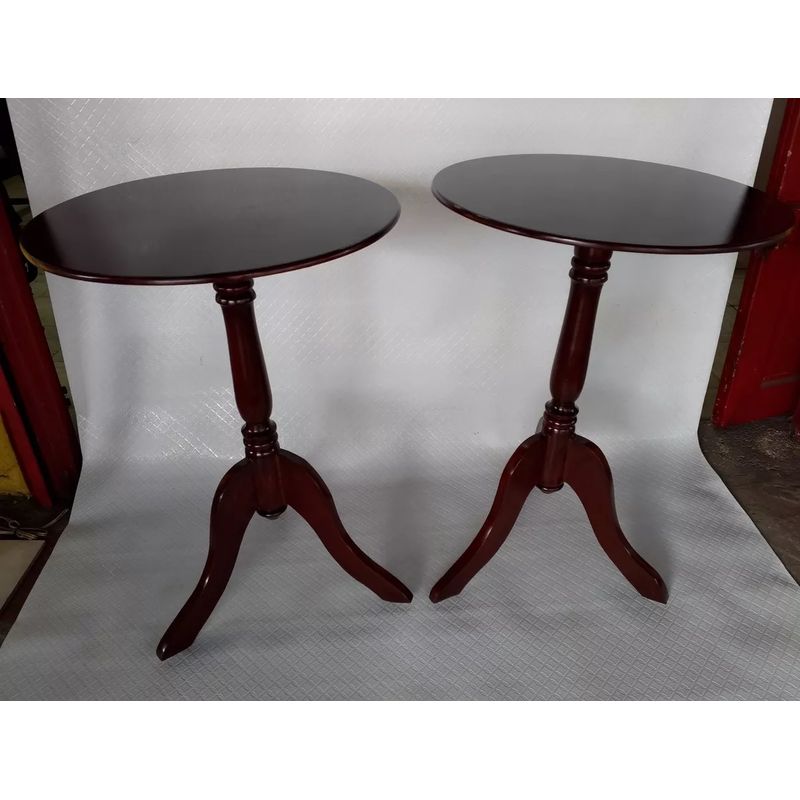 GENERICO - Mesa Auxiliar Clasica En Madera Wengue Redonda Deco
