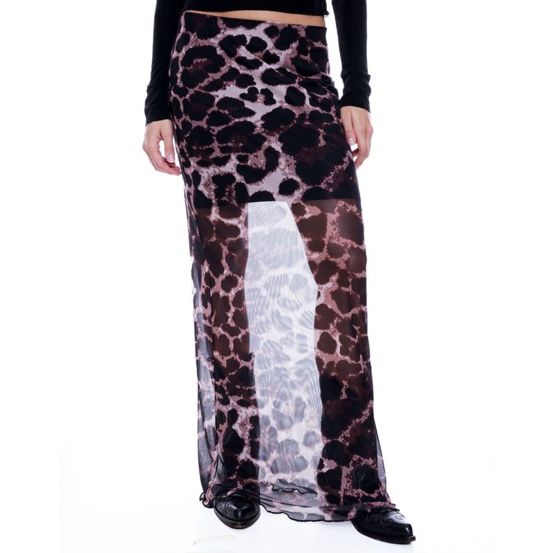 COLOR BLUE - Falda Larga En Malla Animal Print