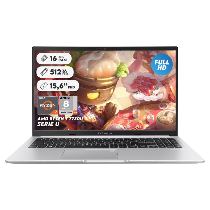ASUS - Portátil Asus Ryzen 7 7730u Ram 16gb Ssd 512gb 15.6 " Computador Portátil