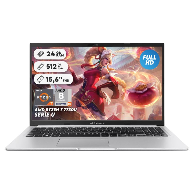 ASUS - Portátil Asus Ryzen 7 7730u Ram 24gb Ssd 512gb 15.6 " Computador Portátil
