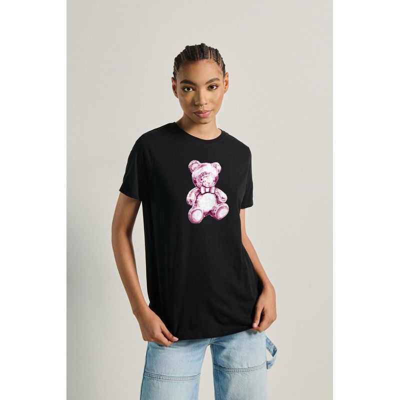 KOAJ - KOAJ Camiseta manga corta de estampado de oso MUJER