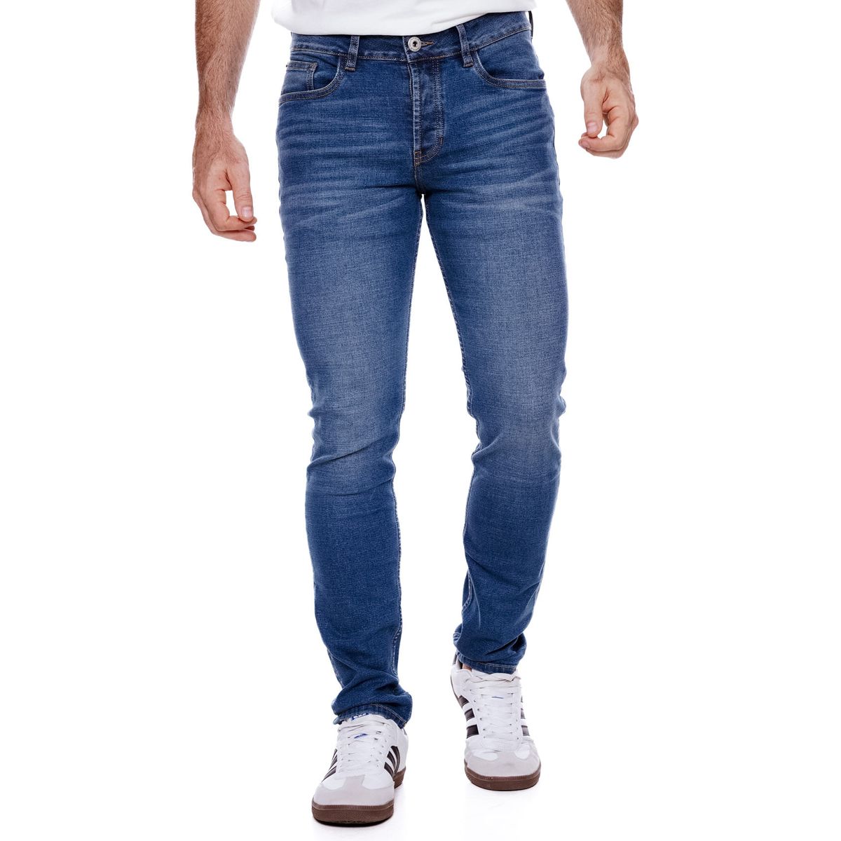 COLOR BLUE - Brixton/Slim Fit Jeans Tono Medio Con Reservas De Costuras