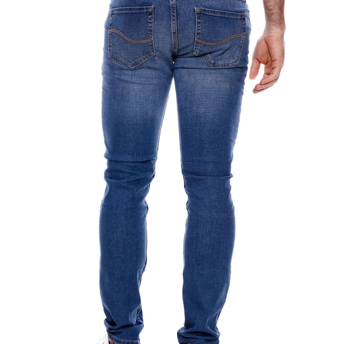 COLOR BLUE - Brixton/Slim Fit Jeans Tono Medio Con Reservas De Costuras