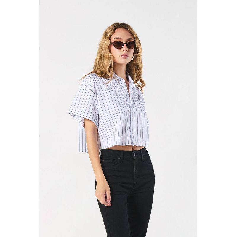 KOAJ - KOAJ BLUSA ESTAMPADO/RAYAS/ALGODON CAMISERA CROP MC MUJER