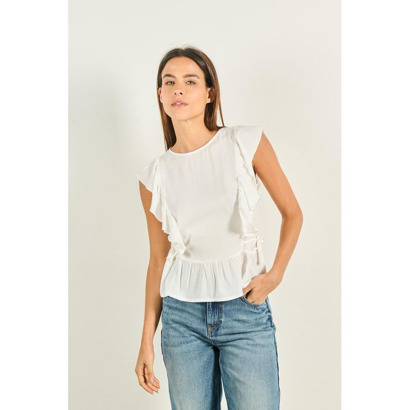KOAJ - KOAJ Blusa crop top para mujer en tono crema clara cuenta con  MUJER