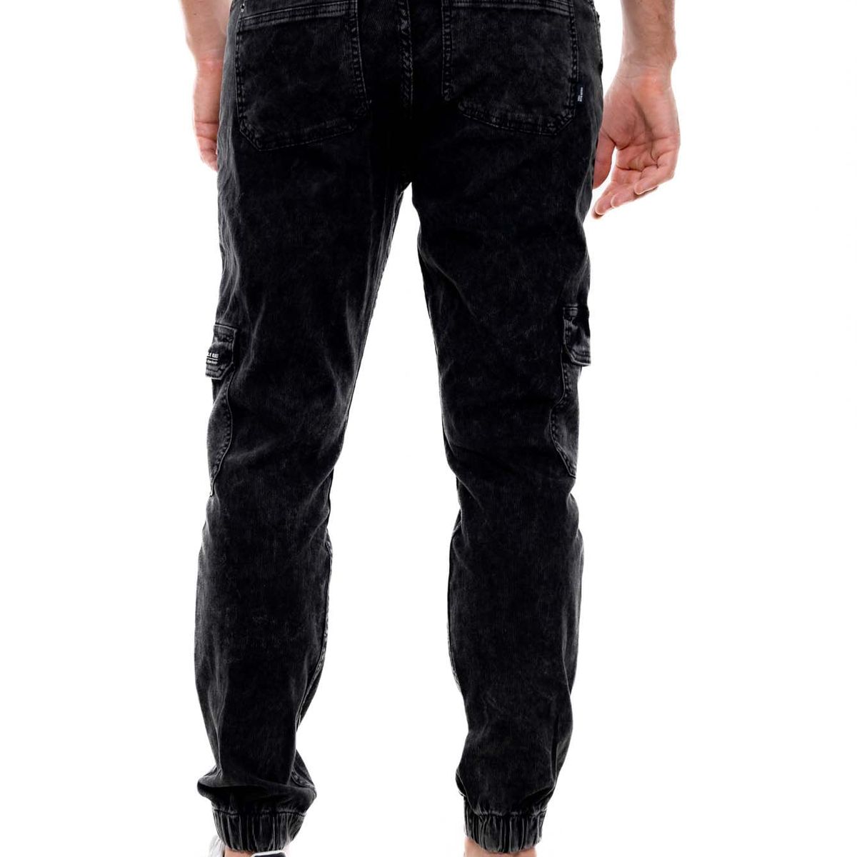 COLOR BLUE - Pantalón Cargo En Corduroy Teñido Old Wash