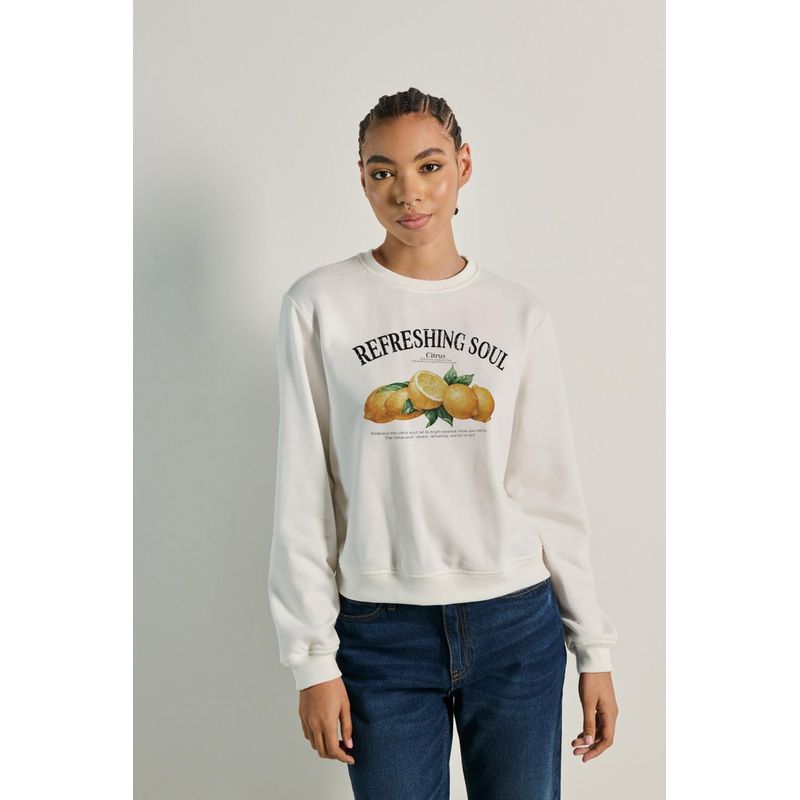 KOAJ - KOAJ Sueter cuello redondo con estampado de naranjas primavera MUJER