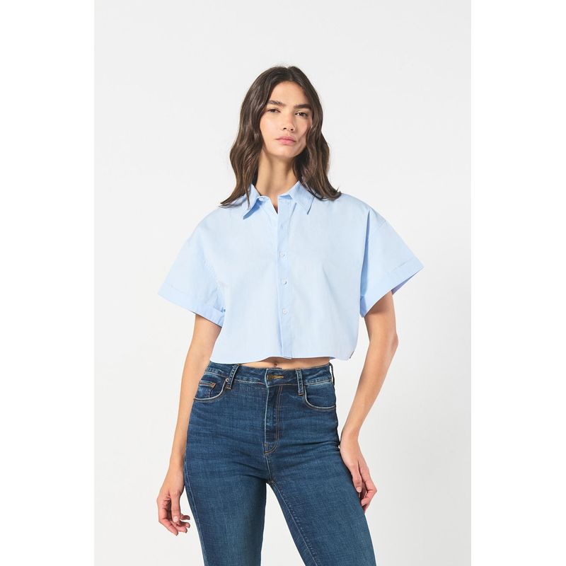 KOAJ - KOAJ Blusa unicolor crop top en algodón con manga corta MUJER