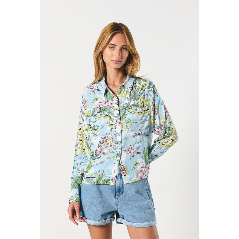 KOAJ - KOAJ BLUSA CUELLO CAMISERO MANGA LARGA CON CHARRETERA MUJER