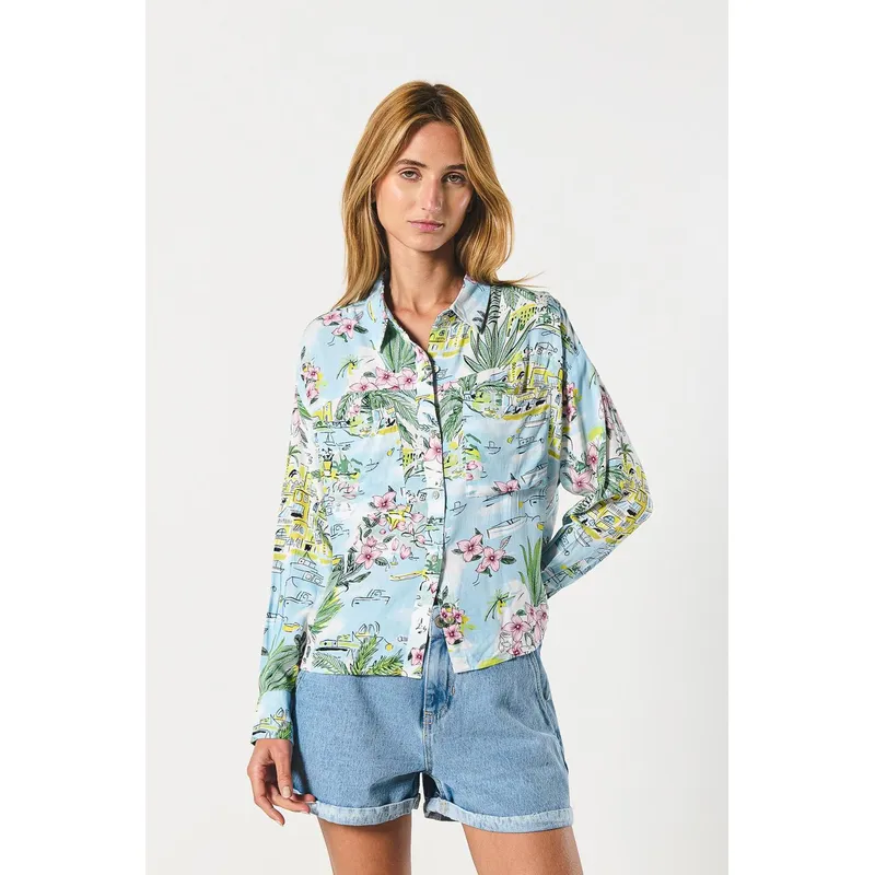 KOAJ - KOAJ BLUSA CUELLO CAMISERO MANGA LARGA CON CHARRETERA Mujer