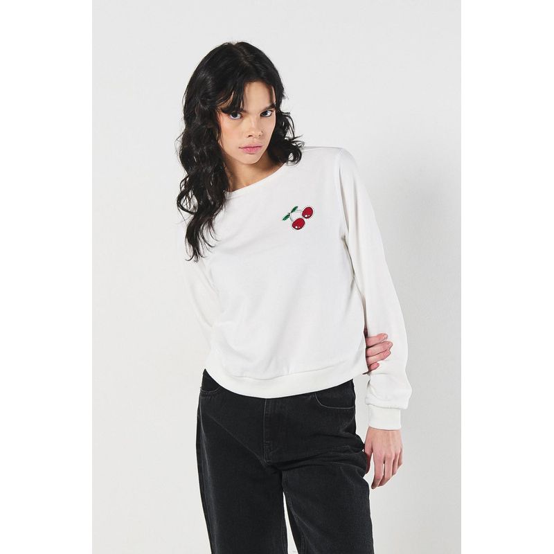 KOAJ - KOAJ Buzo cuello redondo para mujer, con estampado en frente y MUJER