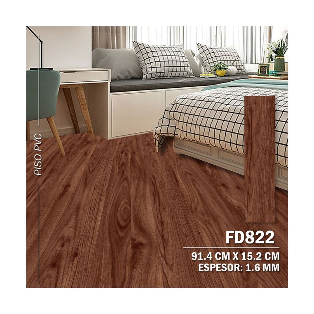 GENERICO - Piso Vinilico PVC Autoadhesivo 3D 5m2 Decokasa - FD822