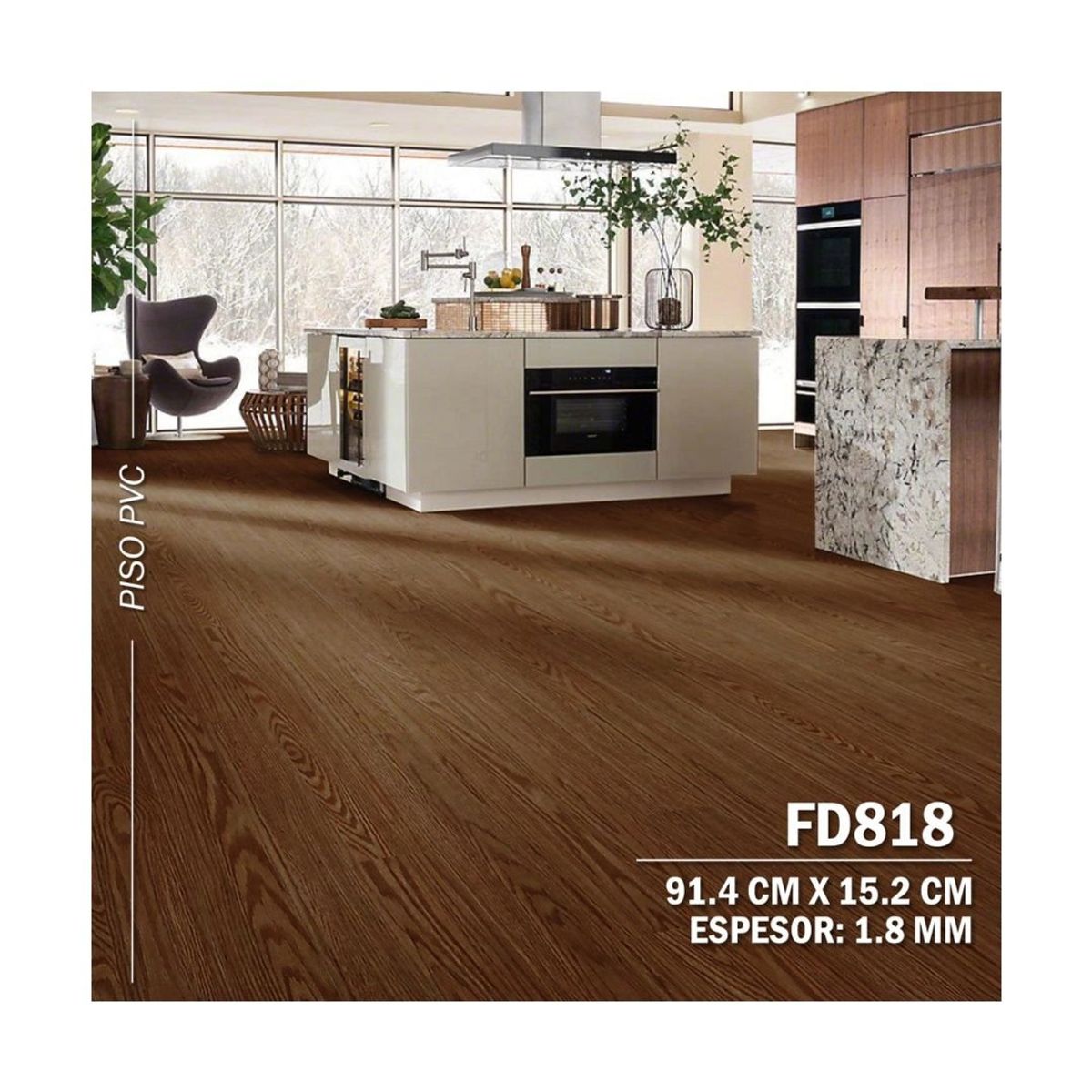 GENERICO - Piso Vinilico PVC Autoadhesivo 3D 5m2 Decokasa - FD818