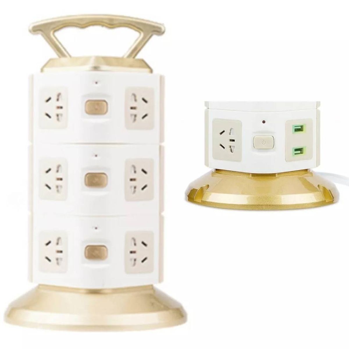 GENERAL - Multitoma Corriente Torre 3 Niveles X2 USB Blanco.