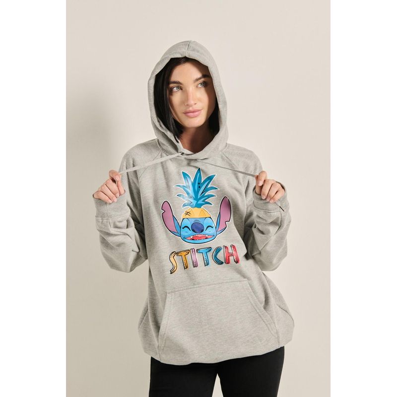 KOAJ - KOAJ Buzo unicolor con diseÃ±o de Stitch, capota y manga ran MUJER
