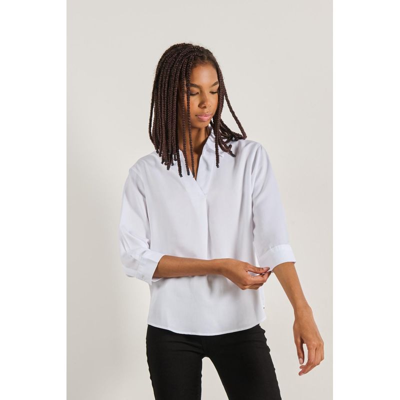 KOAJ - KOAJ Blusa unicolor con manga 3/4 y prense delantero MUJER