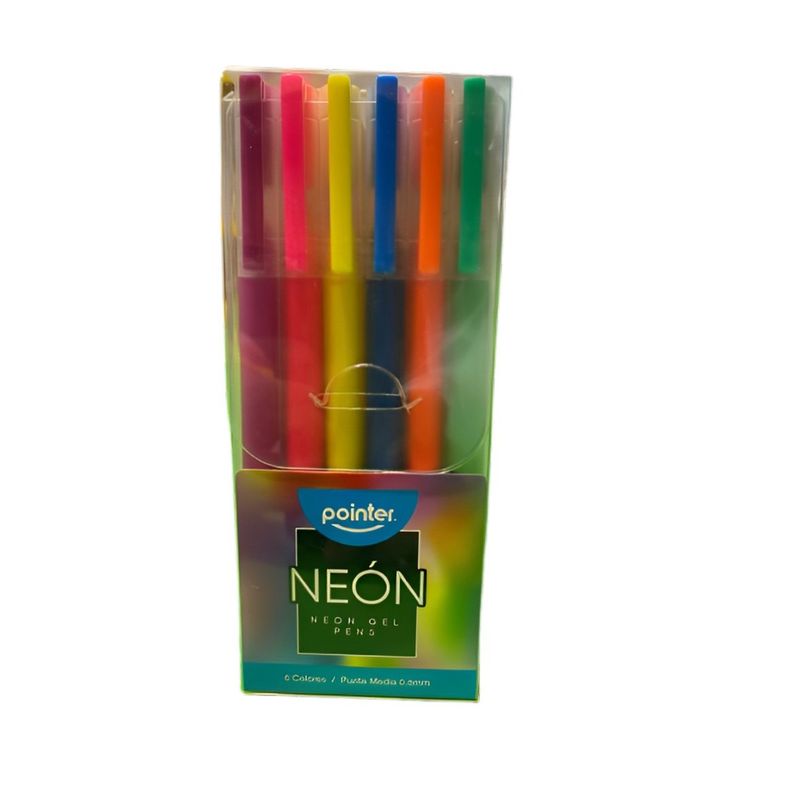 POINTER - Set 6 Bolígrafos De Gel Neón Pointer Para Niños Adultos