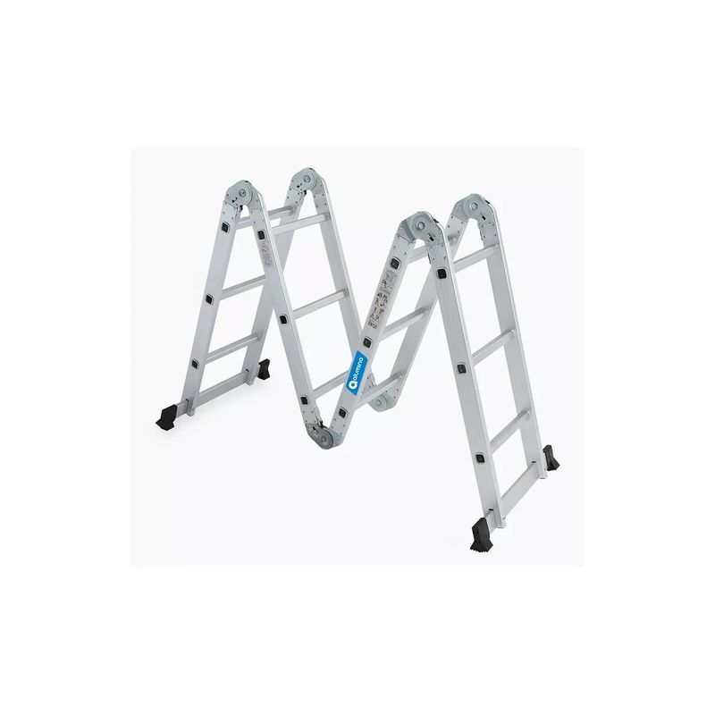 GENERICO - Escalera Multifuncional Plegable 12 Pasos Aluminio