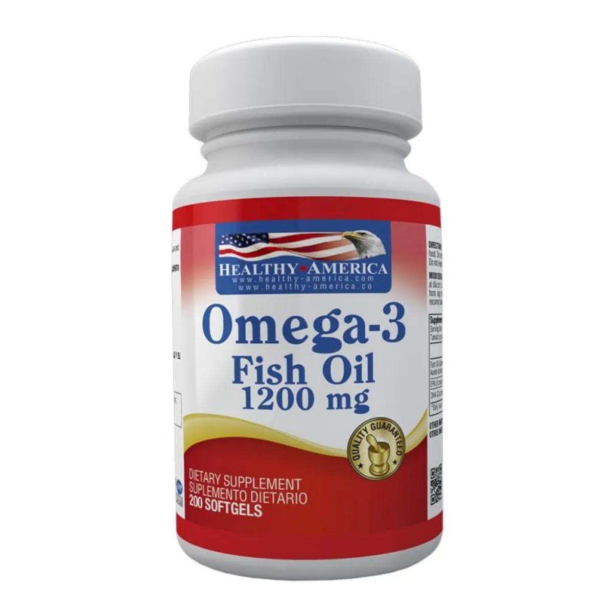HEALTHY AMERICA - Omega 3 fish oil 1200mg 200 cápsulas healthy america