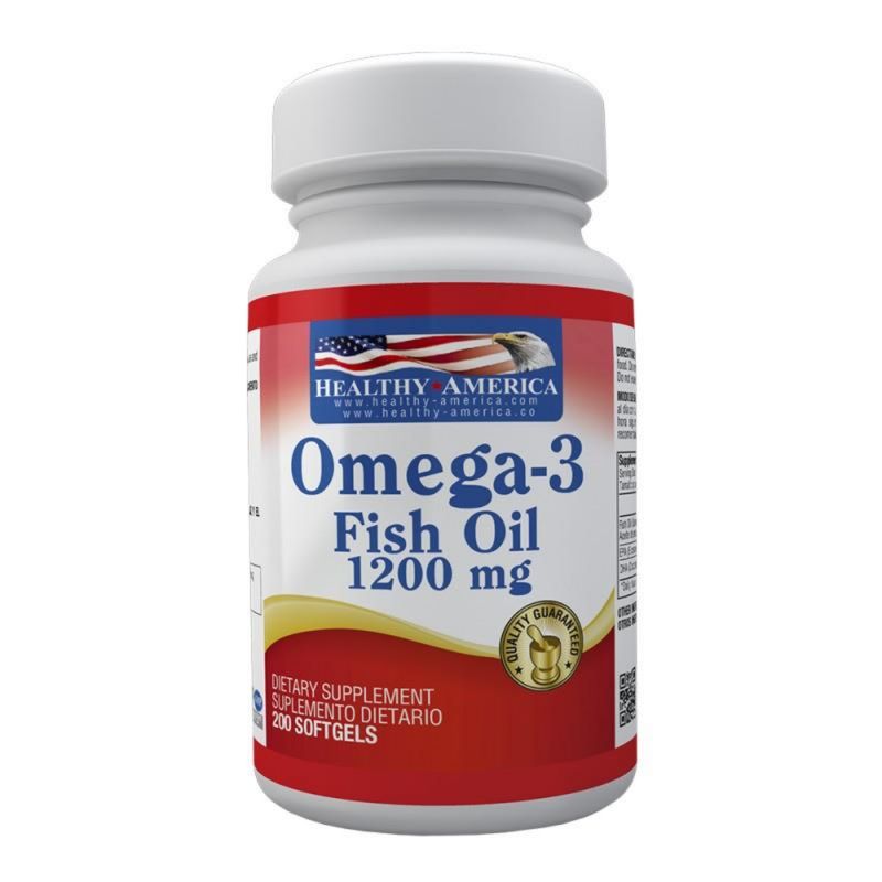 HEALTHY AMERICA - Omega 3 fish oil 1200mg 200 cápsulas healthy america