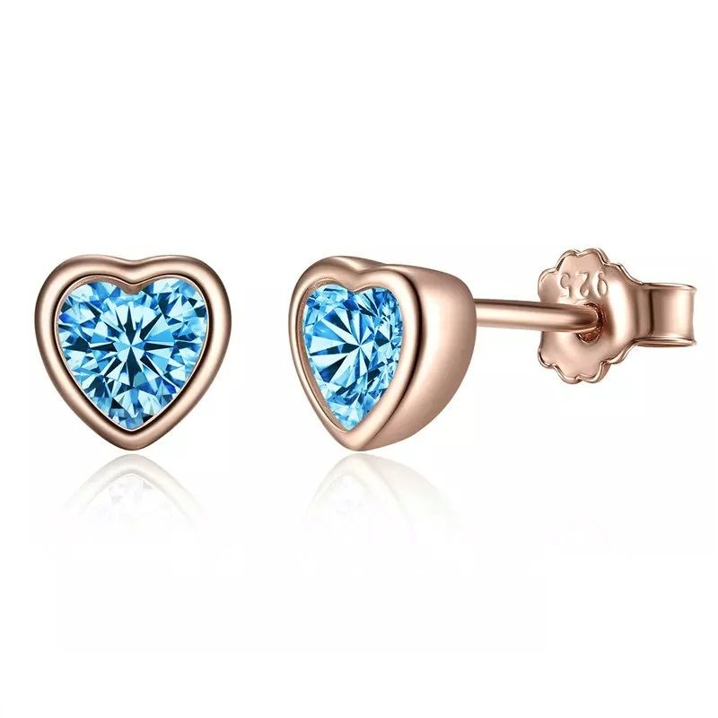 ALHAJAS - Aretes Topos Para Mujer Corazón Amor Cristal Fabricados En Plata 925