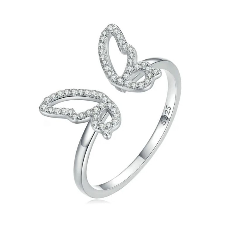 ALHAJAS - Anillo Alhajas Ajustable Para Mujer Mariposa Con Circones En Plata 925