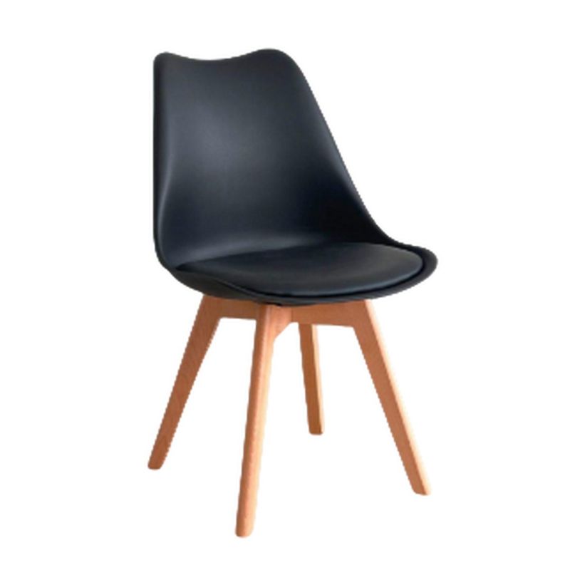 GENERICO - SILLA CON COJIN PATAS DE MADERA Color Negro