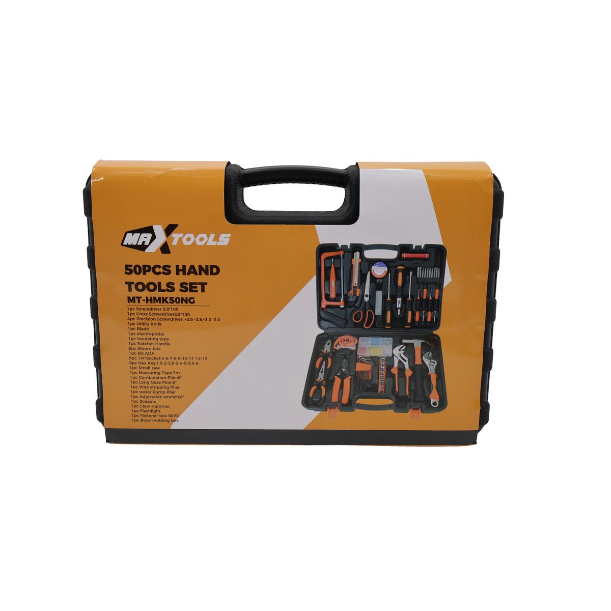 MAXTOOLS - Maxtools Kit de Herramientas Manuales Para el Hogar 50 Piezas Destornillador, Pinzas