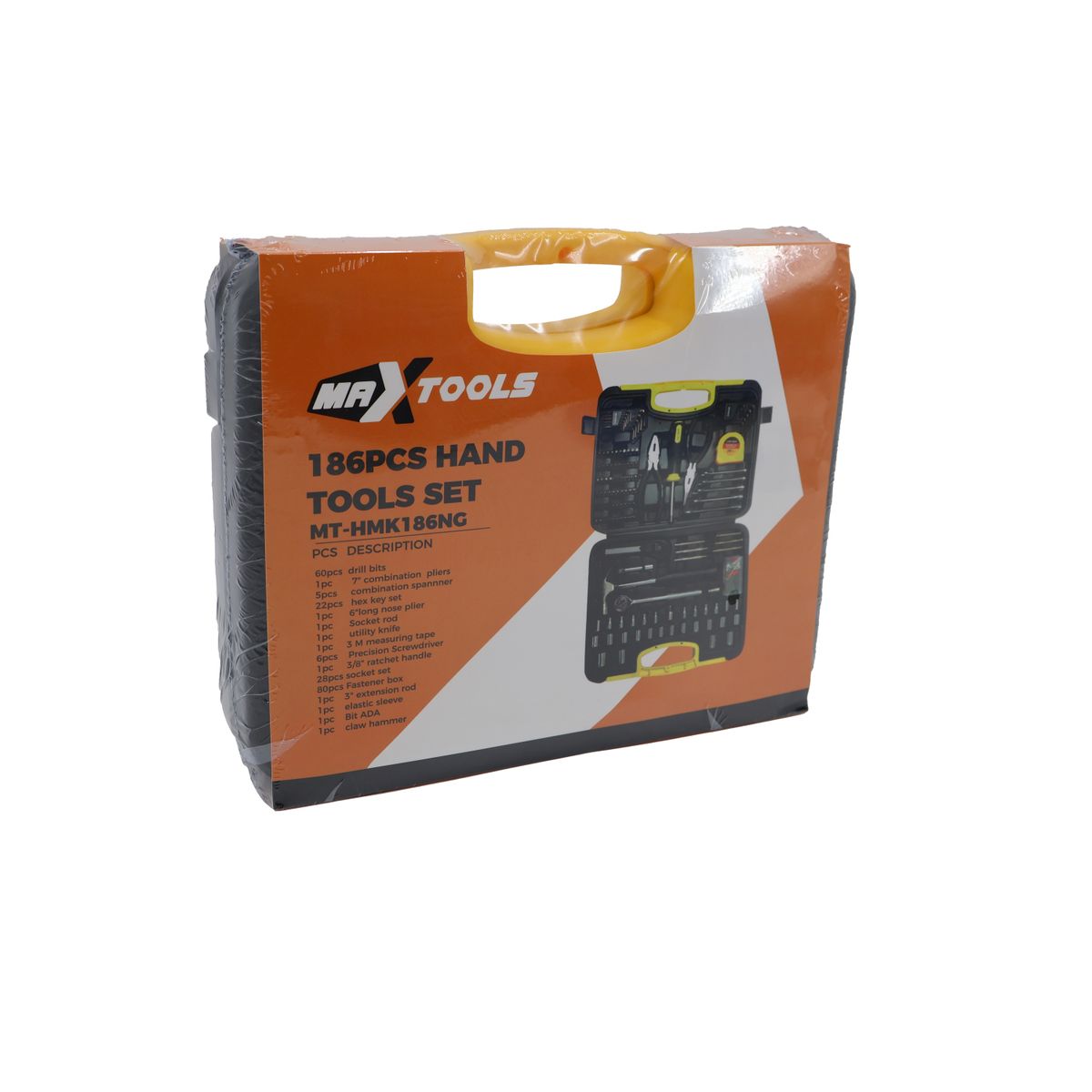 MAXTOOLS - Maxtools Kit de Herramientas Manuales Para el Hogar 186 Piezas Destornillador, Pinzas Combinadas