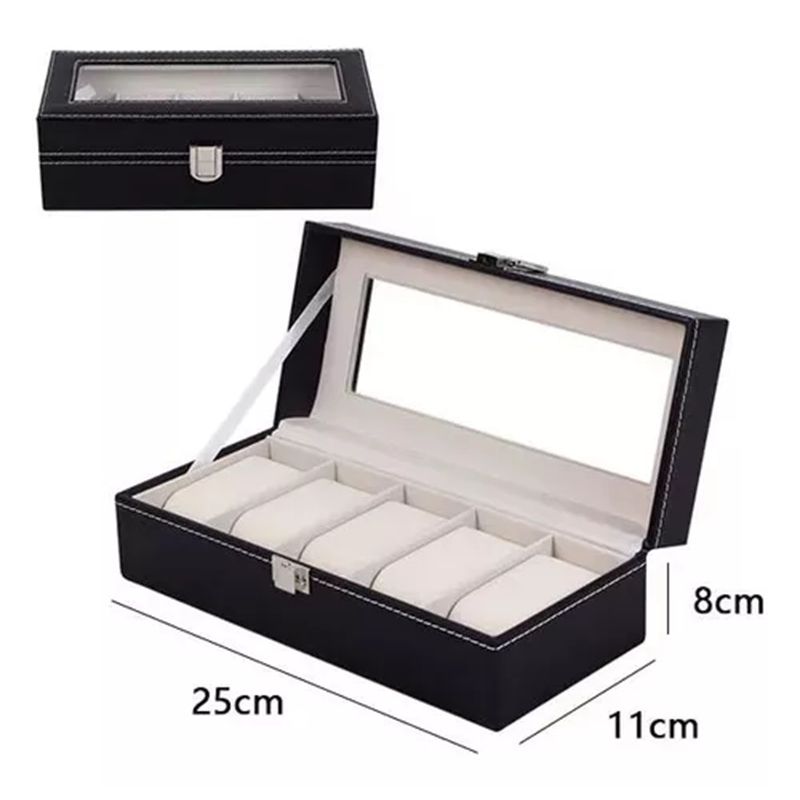 GENERICO - Caja Organizadora De Relojes En Cuero Negro