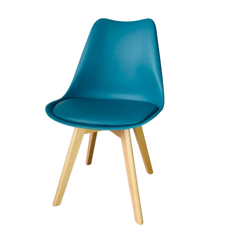 GENERICO - Silla EMA Cojin Con Patas de Madera Color Turqueza