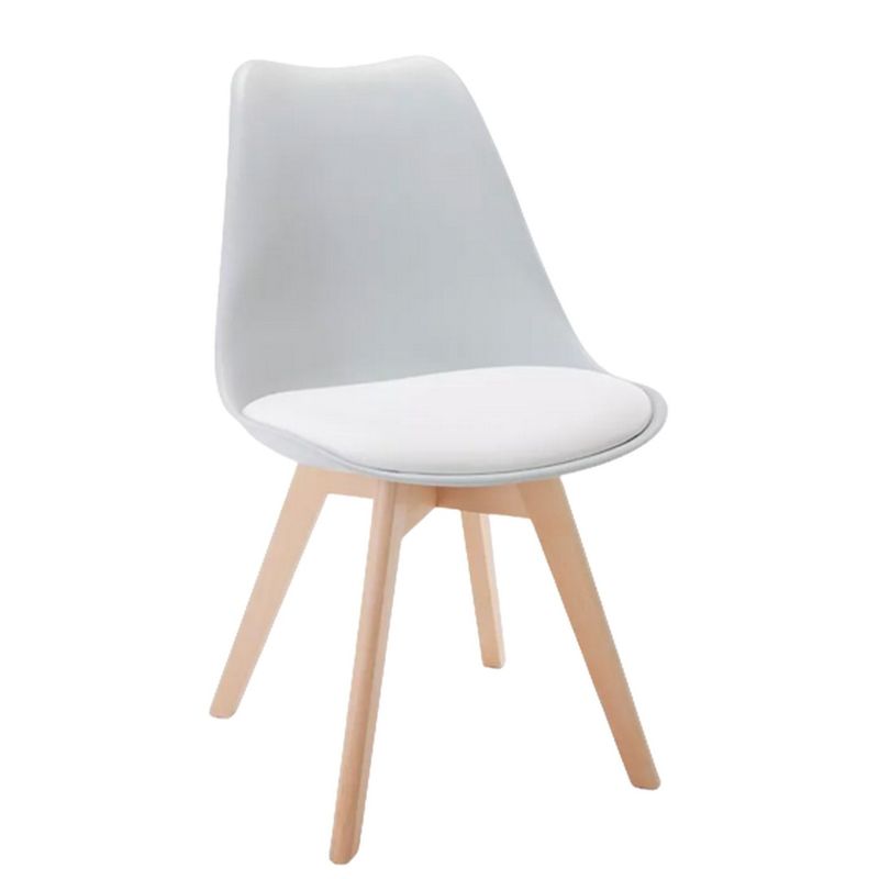 GENERICO - SILLA EMA CON COJIN PATAS DE MADERA Color Blanco