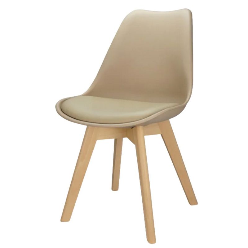 GENERICO - SILLA EMA CON COJIN PATAS DE MADERA Color Beige