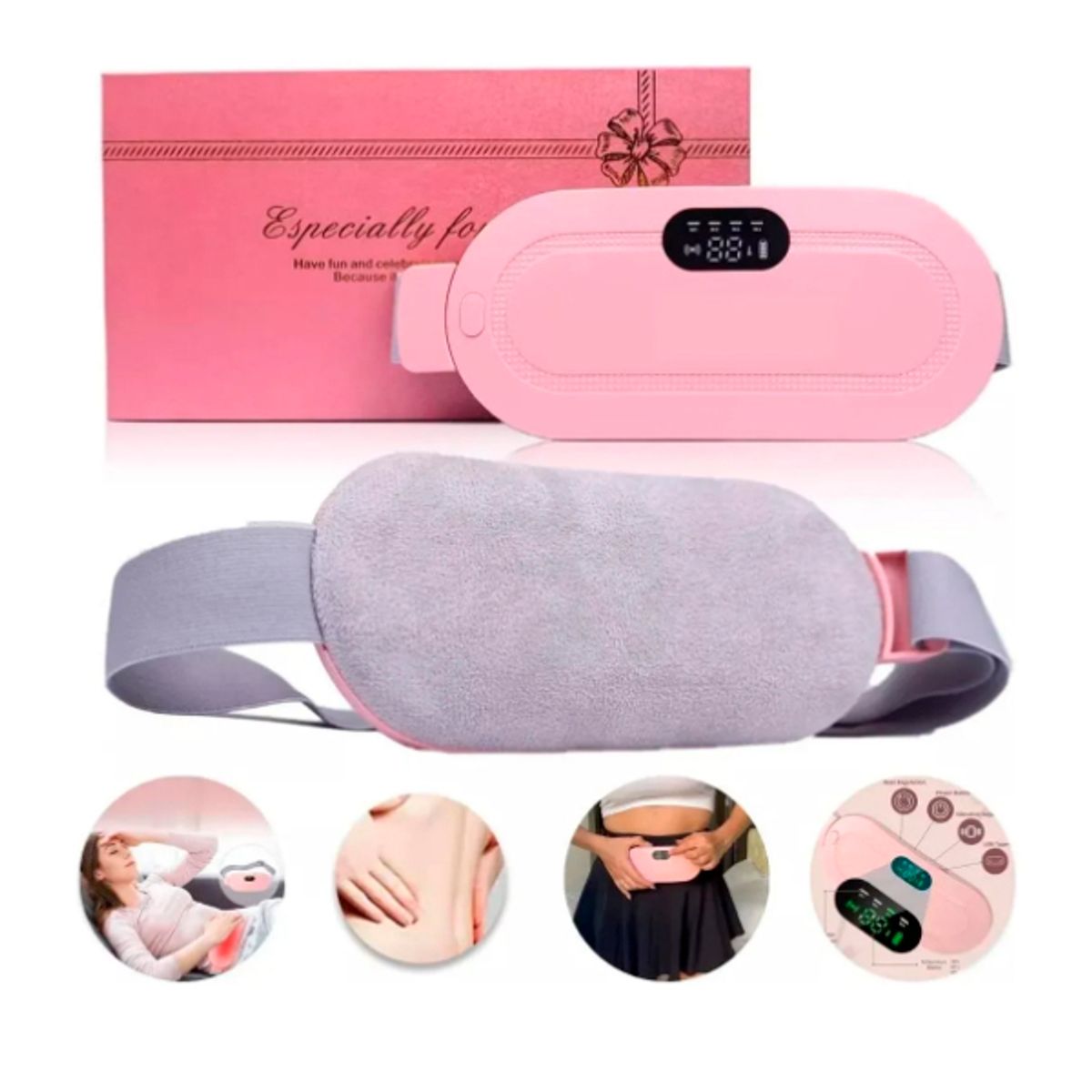 GENERICO - Cinturon Almohadilla Masajeador Calor Termica Colicos Dolor