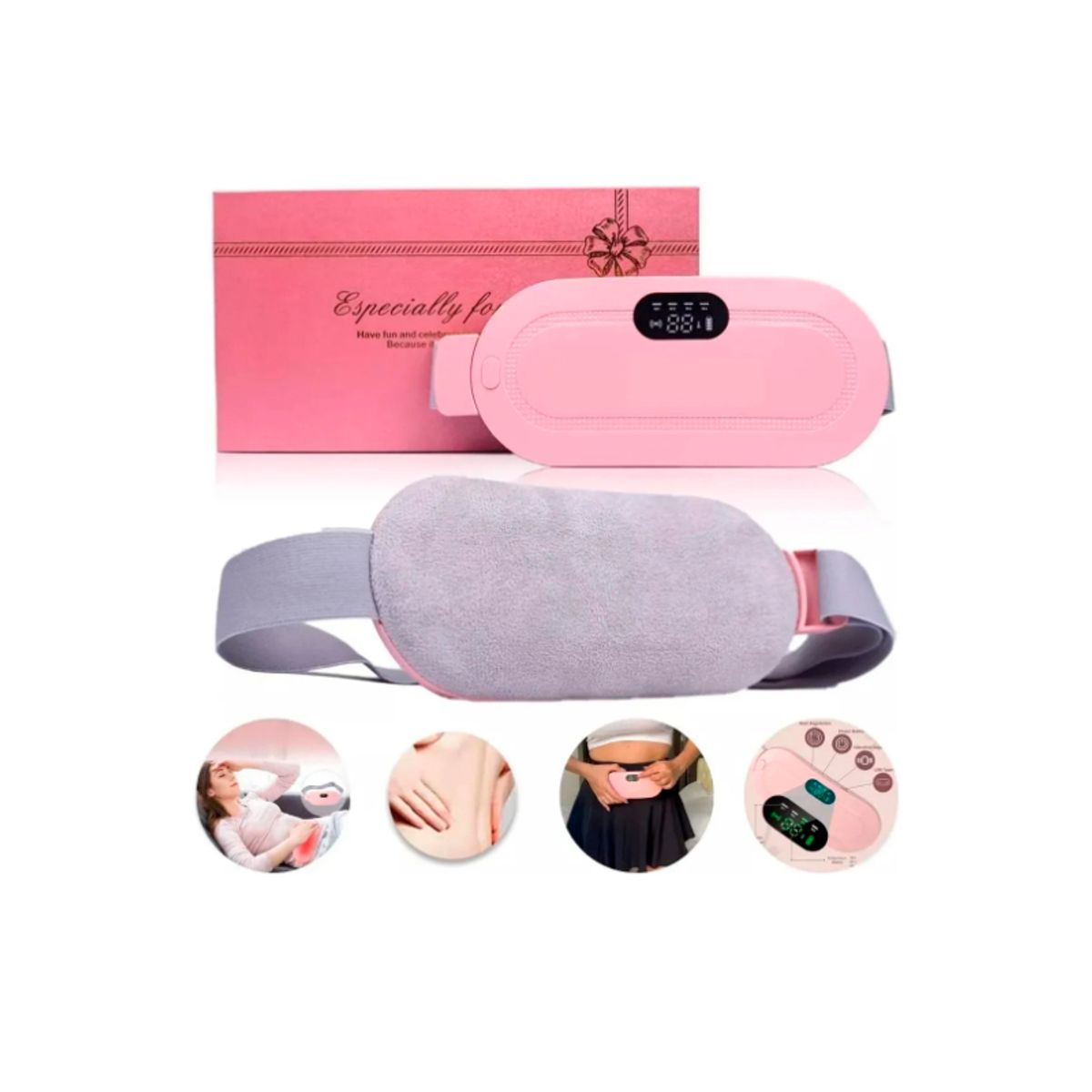 GENERICO - Cinturon Almohadilla Masajeador Calor Termica Colicos Dolor