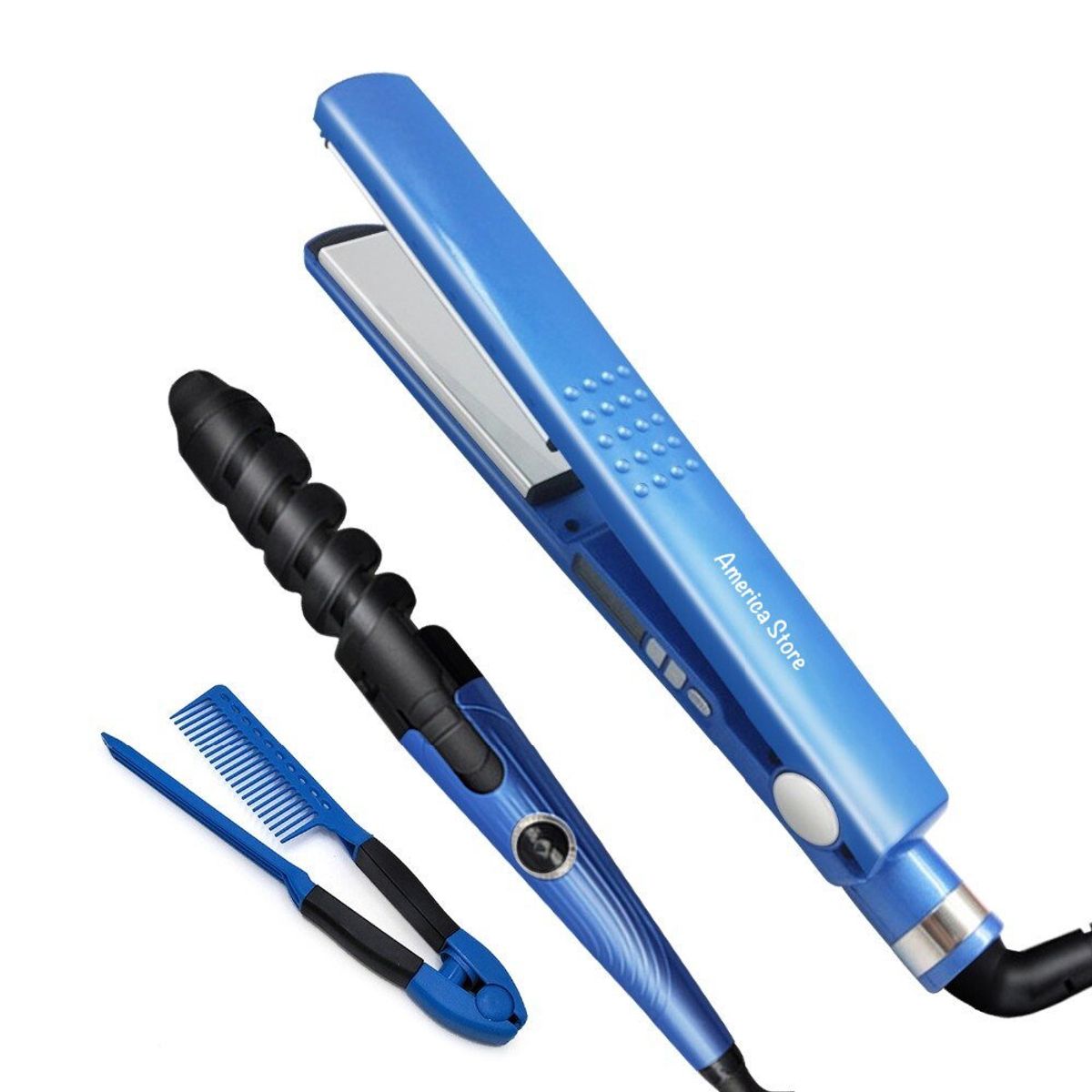 ZHOPI CO - Combo Plancha Rizador Peine Nano Titanium