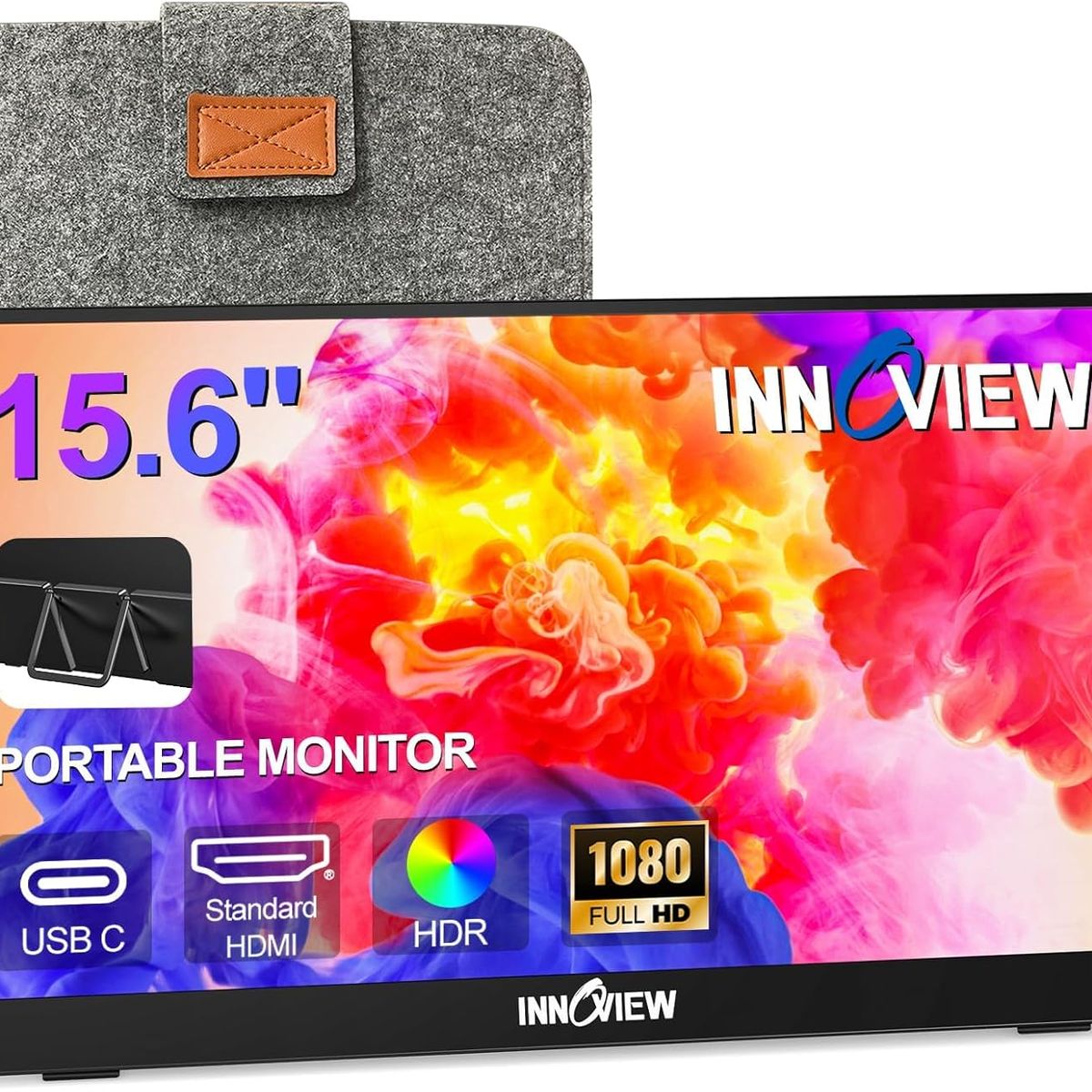 GENERICO - Monitor portátil de 15,6 pulgadas altavoces duales fhd 1080p Con Funda