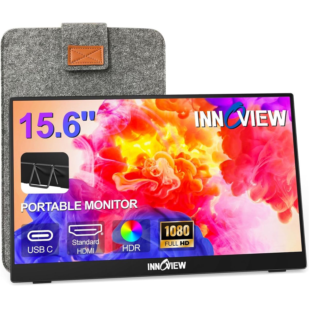 GENERICO - Monitor portátil de 15,6 pulgadas altavoces duales fhd 1080p Con Funda