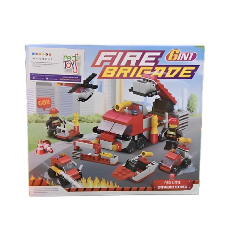 JUGANDO Y EDUCANDO - Juego De Construcción Brigada De Bomberos 6 En 1 Para Niños