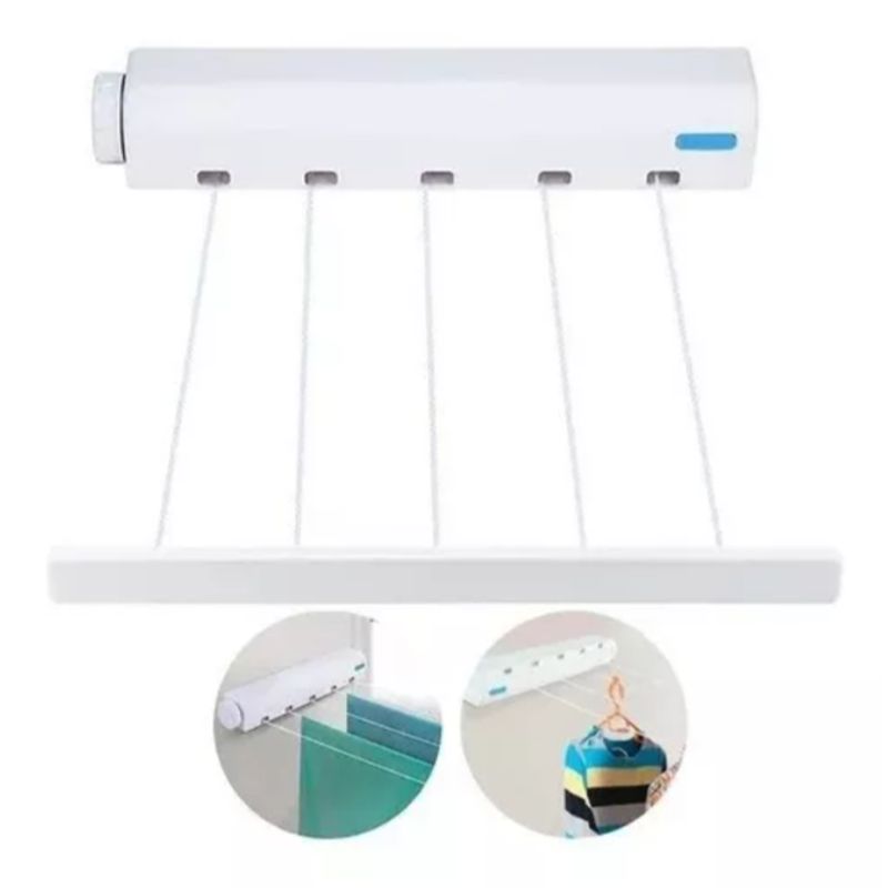 GENERICO - Tendedero Retractil Para Ropa De 5 Lineas Ajustable 3.7 Mts
