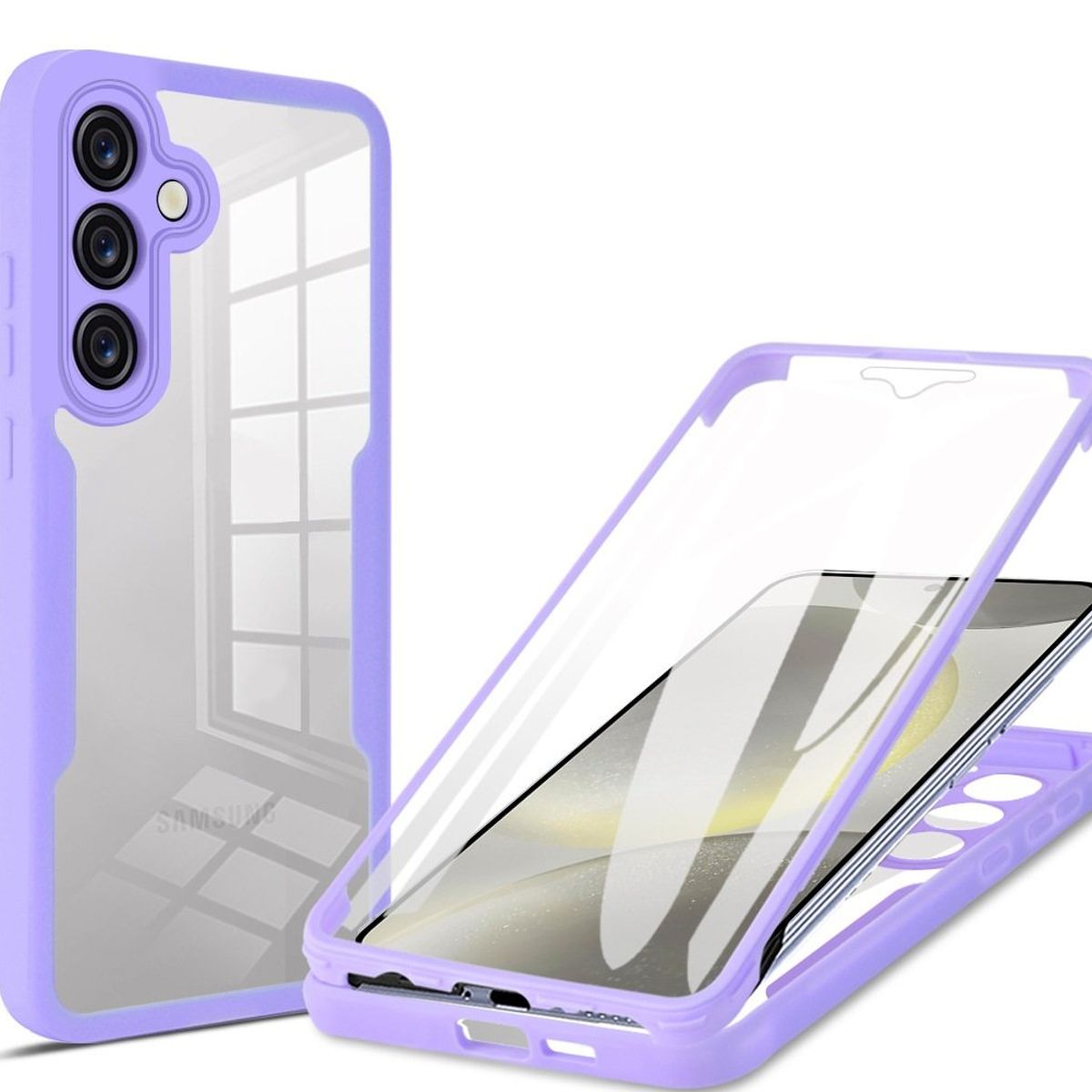 GENERICO - Estuche Protector Case Funda 2 En 1 Full 360 Para Samsung S21 FE Lila